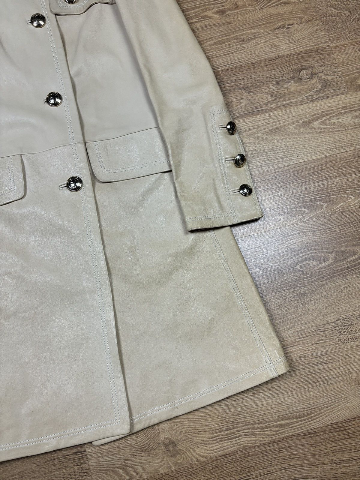 Gucci Gucci 2000s Cream Leather Coat Size S / US 4 / IT 40 - 5 Thumbnail