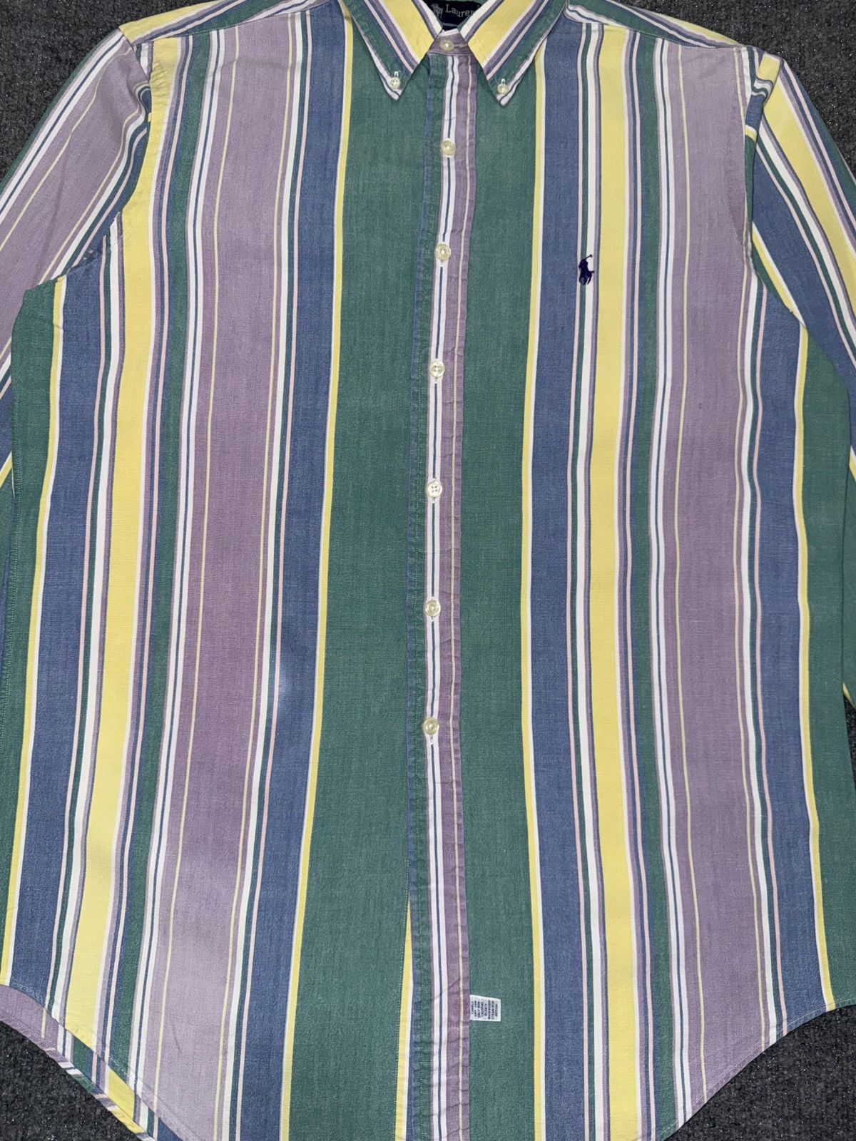 Ralph Lauren Vintage 90s Ralph Lauren Pastel Stripe Oxford Shirt Size US M / EU 48-50 / 2 - 2 Thumbnail