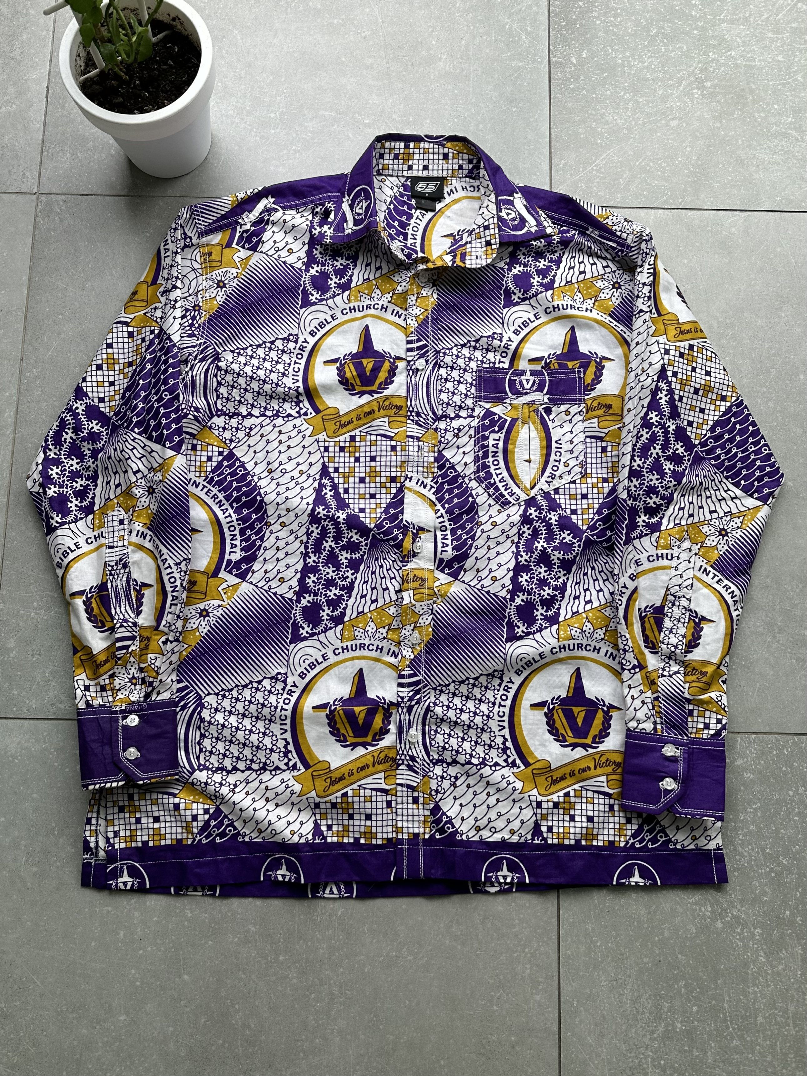 image of Avant Garde x Diesel 55 Dsl «Jesus Is Our Victory» Oversized Shirt, Men's (Size Medium)