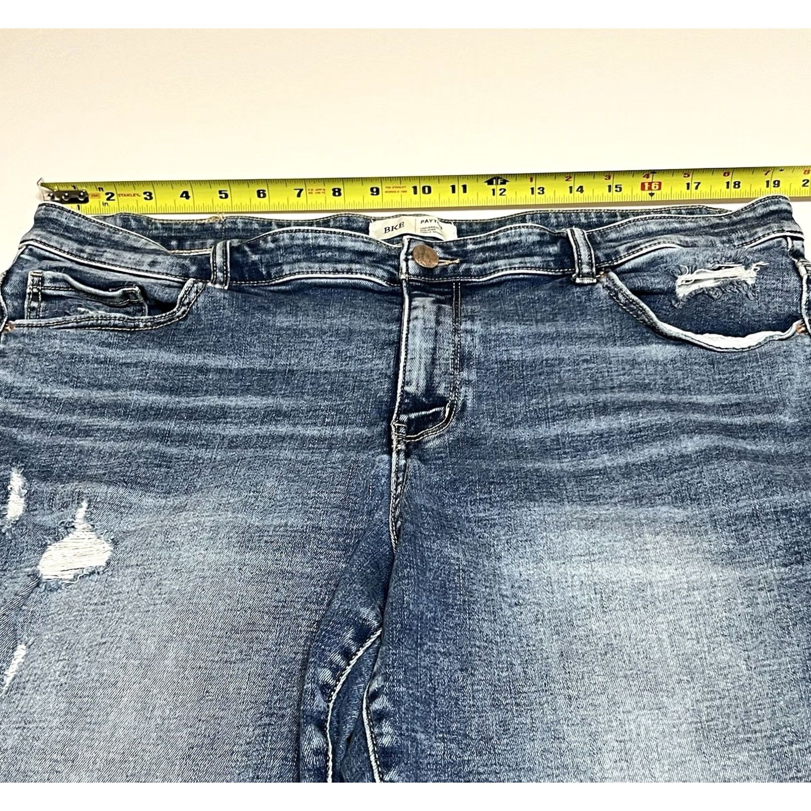 BKE BKE Payton Jeans Universal Fit Mid Rise Ankle Skinny 38 Blue Distressed Stretch Denim 5-Pocket Womens Slim Regular Size Type Jeans Size 26" / US 2 / IT 38 - 3 Thumbnail