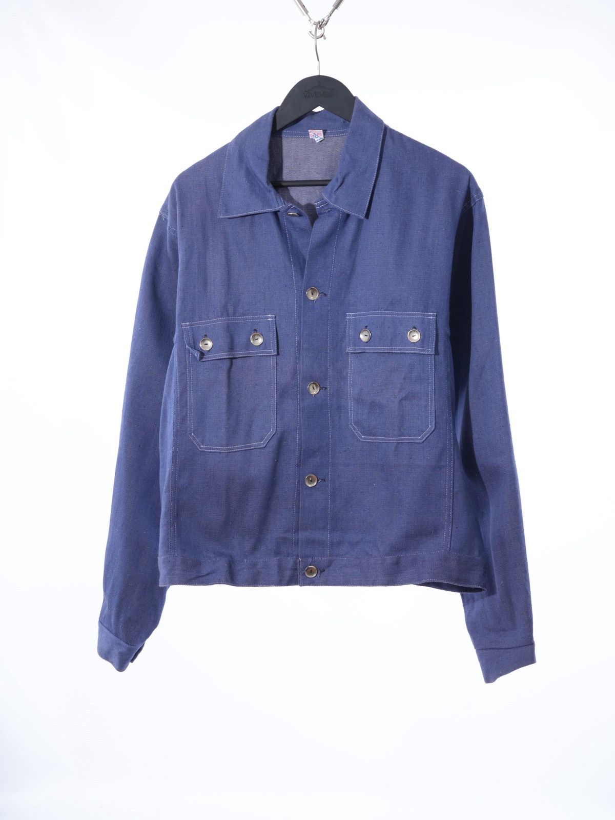 Vintage Vintage Blue German Chore Jacket SANFOR Cotton Workwear Size US L / EU 52-54 / 3 - 1 Thumbnail