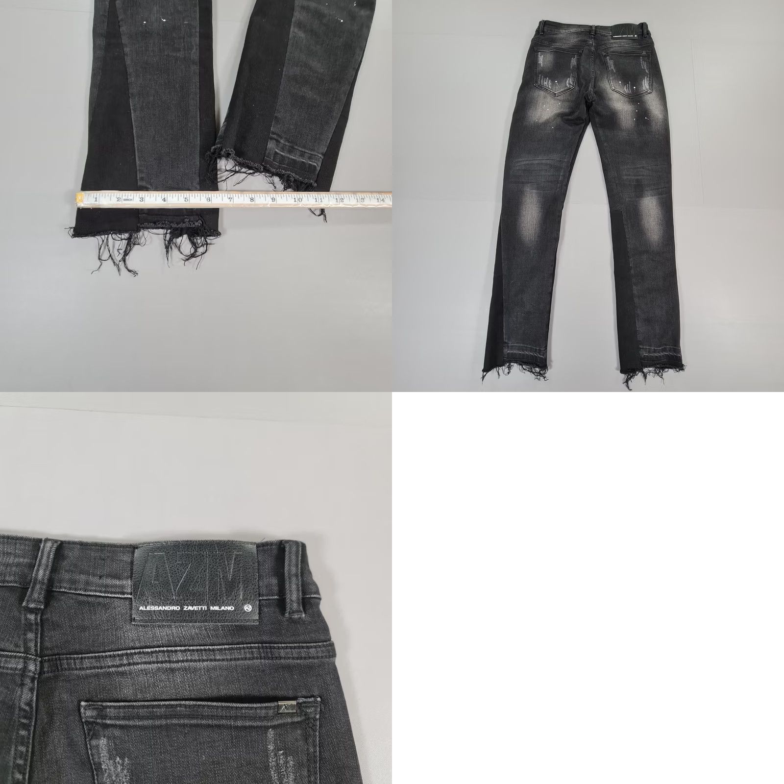 Alessandro Dell'acqua ALESSANDRO Zavetti Mens Jeans Black W28 L32 Distressed Stretch Denim Skinny Size US 28 / EU 44 - 8 Thumbnail