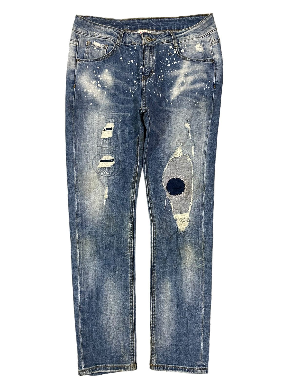 If Six Was Nine Vintage Japanese Denim Paint Splatter Sick Distressed Jeans Size 31" - 6 Thumbnail