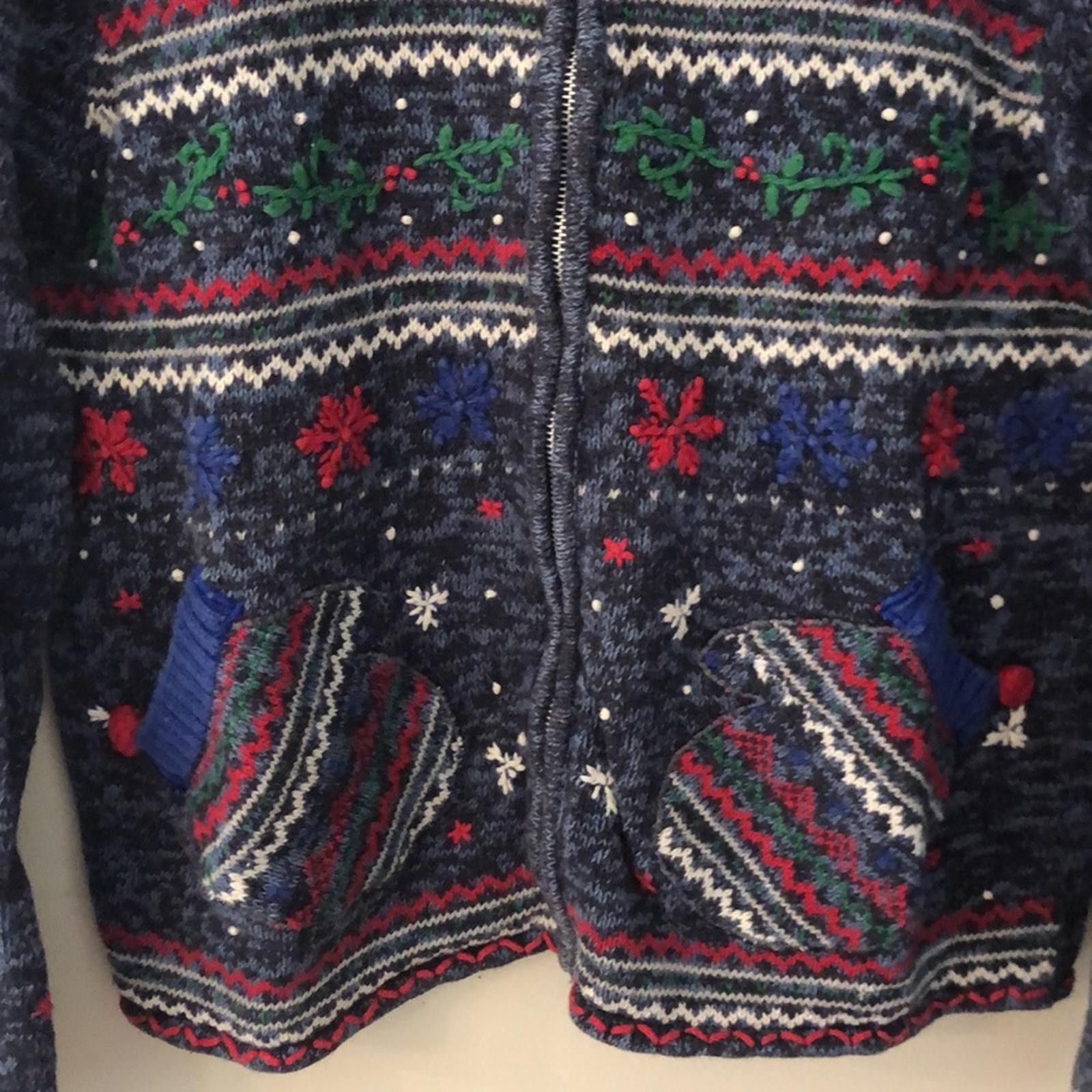 Erima Erika Christmas Knit Sweater snowflakes embroidery SZ Med Size M / US 6-8 / IT 42-44 - 6 Thumbnail