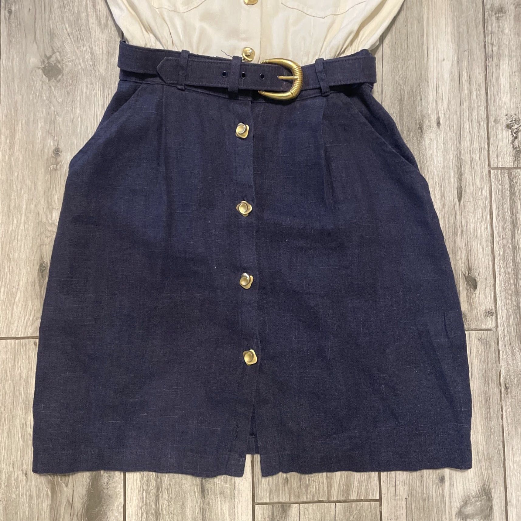Vintage VINTAGE Cache Collared Sailor Dress White Belted Gold Button Detail Knee Length Women's Dress S White Navy Belted 4 Cache Cache Mens? Size S / US 4 / IT 40 - 6 Thumbnail