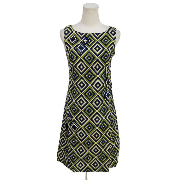 Prada Prada Geometric Print Embellished Midi Dress Size 40 Size S / US 4 / IT 40 - 1 Thumbnail
