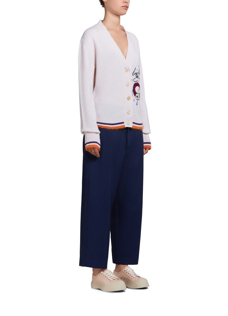 Marni o1w1db10125 Wool Cashmere Blend Cardigan in White Size M / US 6-8 / IT 42-44 - 3 Thumbnail