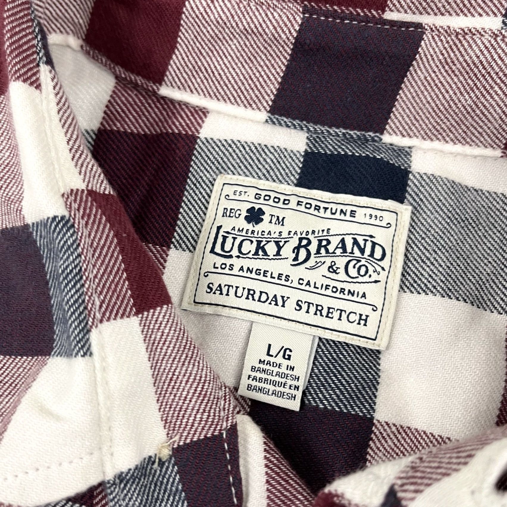 Lucky Brand Lucky Brand Flannel Shirt Mens Large Red White Blue Plaid Button Up Stretch NEW Size US L / EU 52-54 / 3 - 2 Thumbnail