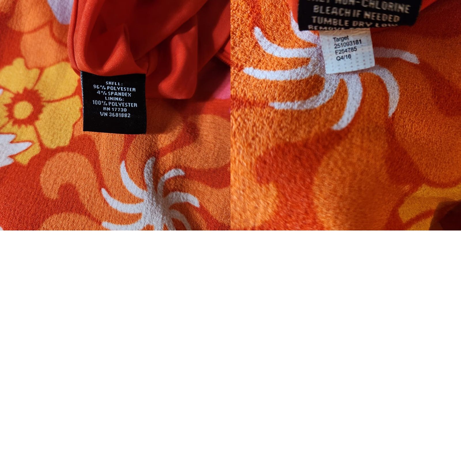 Victoria Beckham Victoria Beckham for Target Retro Mod Floral Romper XS Orange Women One-Piece Pockets Keyhole Back Zipper Festival 60s Bohemian Size 26" / US 2 / IT 38 - 8 Thumbnail