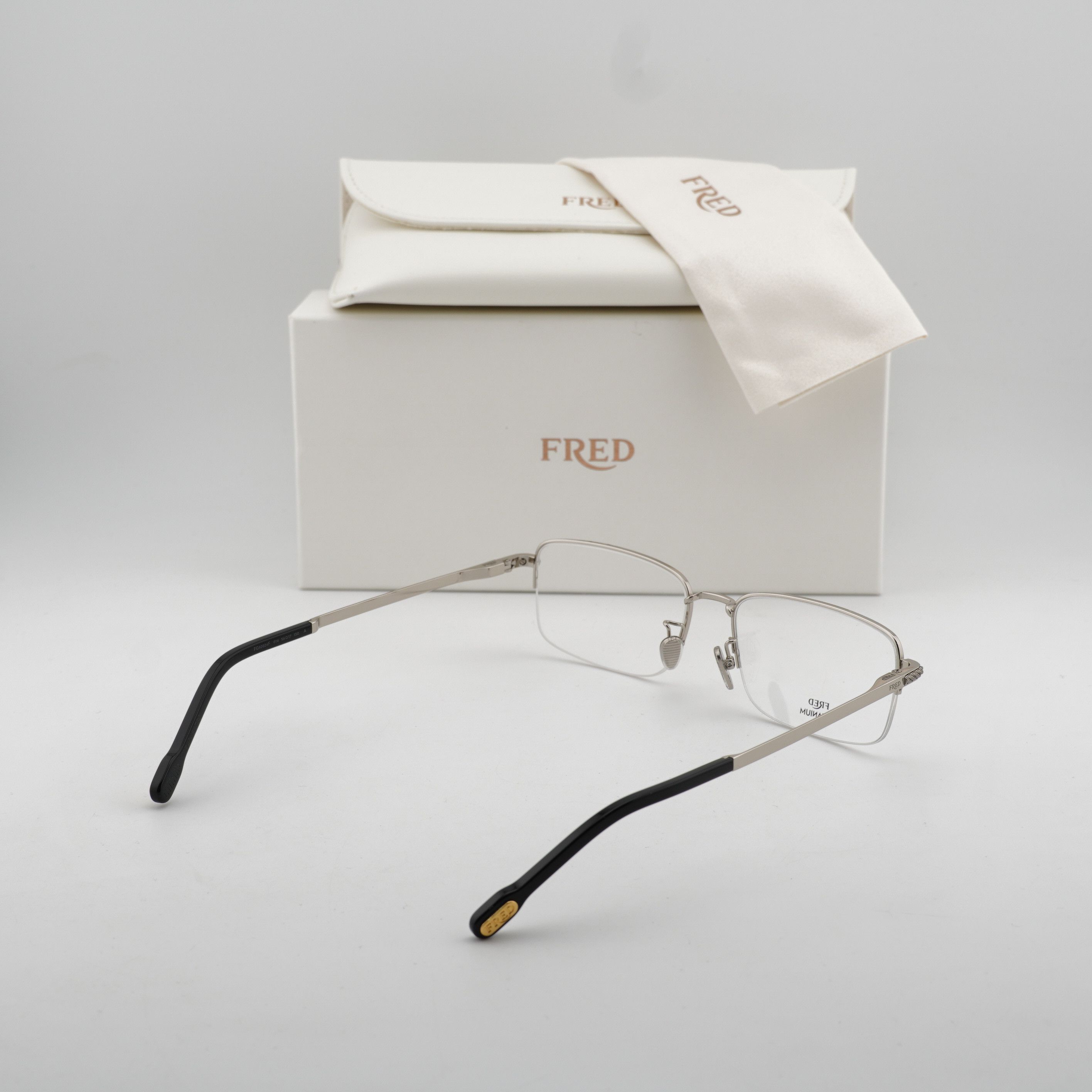 FRED Fred FG50024F 016 Eyeglasses Silver 56mm Rectangle Frame Size ONE SIZE - 10 Thumbnail