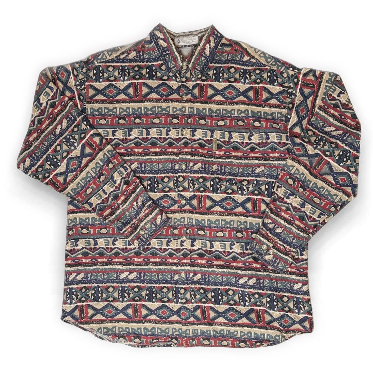 Columbia Vintage 90s Columbia Sportswear Aztec ButtonUp Shirt Size US XXL / EU 58 / 5 - 1 Thumbnail