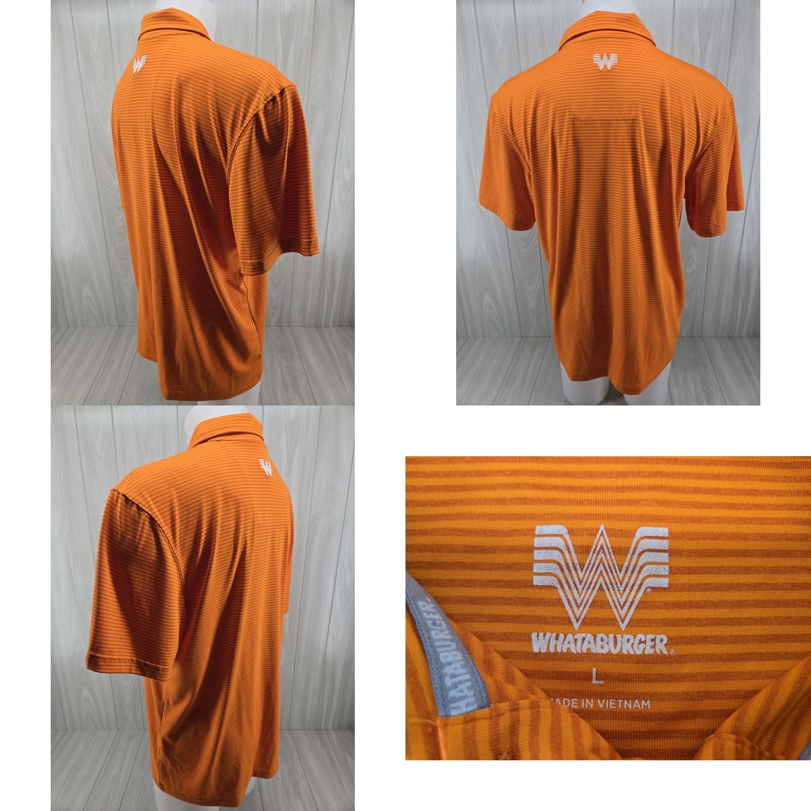 Vintage Whataburger Polo Shirt Mens Large Orange Striped Short Sleeve Logo Uniform Shirt Size US L / EU 52-54 / 3 - 8 Thumbnail