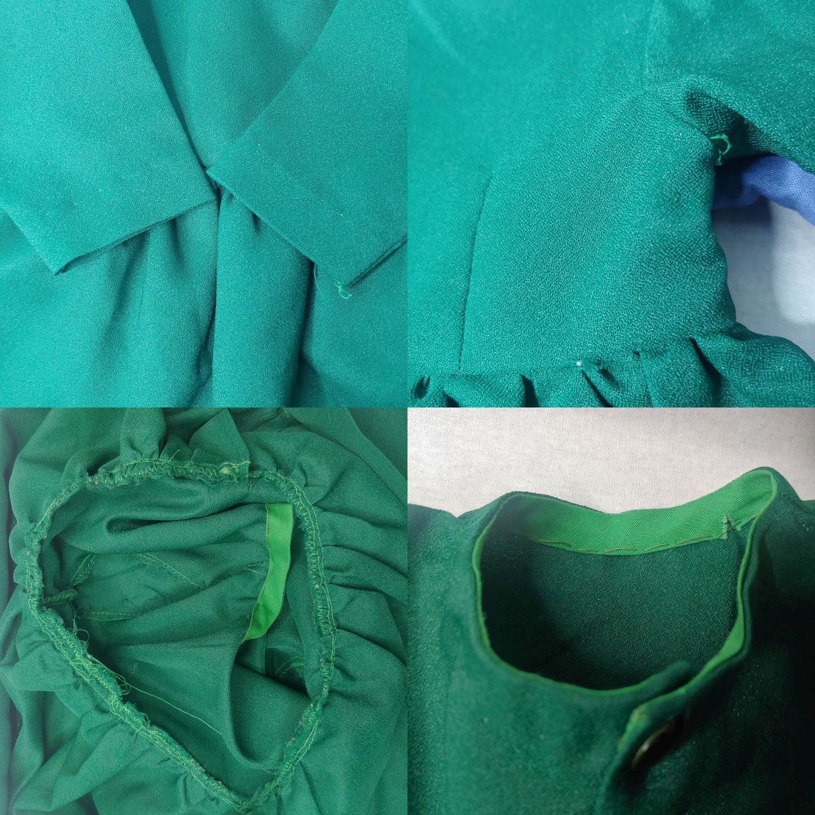 Vintage VINTAGE Handmade Girls Dress Slip Dress Green Blue Cotton Polyester Long Sleeve Ethnic/Peasant 32" sweep 44.5" sweep Womens? Size ONE SIZE - 8 Thumbnail
