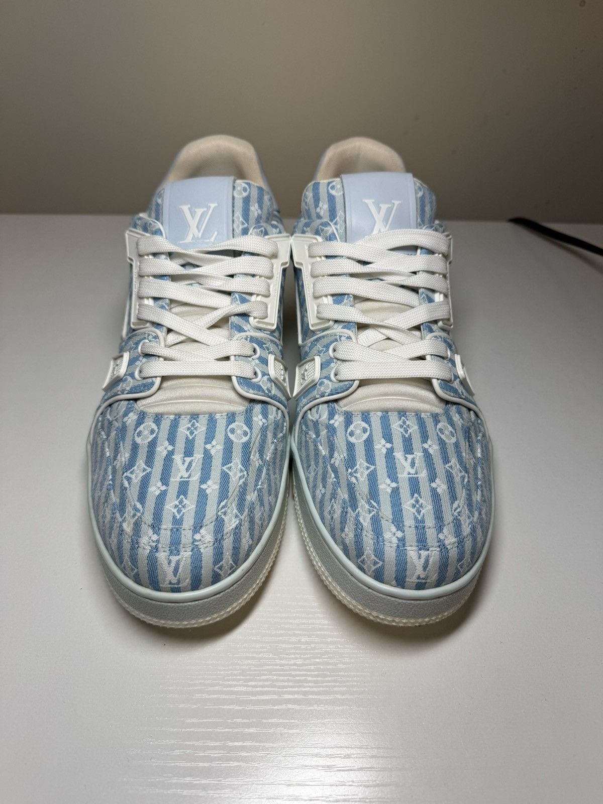 Louis Vuitton Louis Vuitton LV Trainer Low Blue Stripe Mini Monogram Sz 10 Size US 10 / EU 43 - 3 Thumbnail