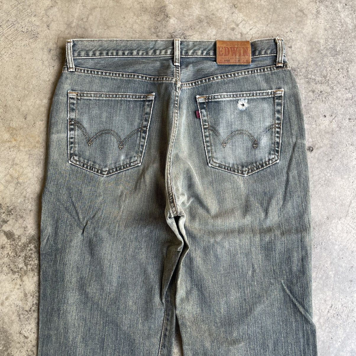 Edwin 🔥Vintage Edwin 503Z Stoned Washed Distress Denim Jeans Size US 35 - 5 Thumbnail