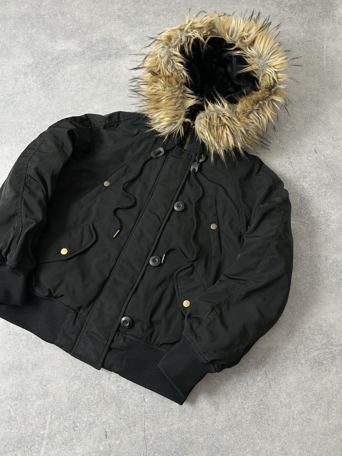 Japanese Brand Alaska y2k black bomber jacket with Fur Size M / US 6-8 / IT 42-44 - 4 Thumbnail