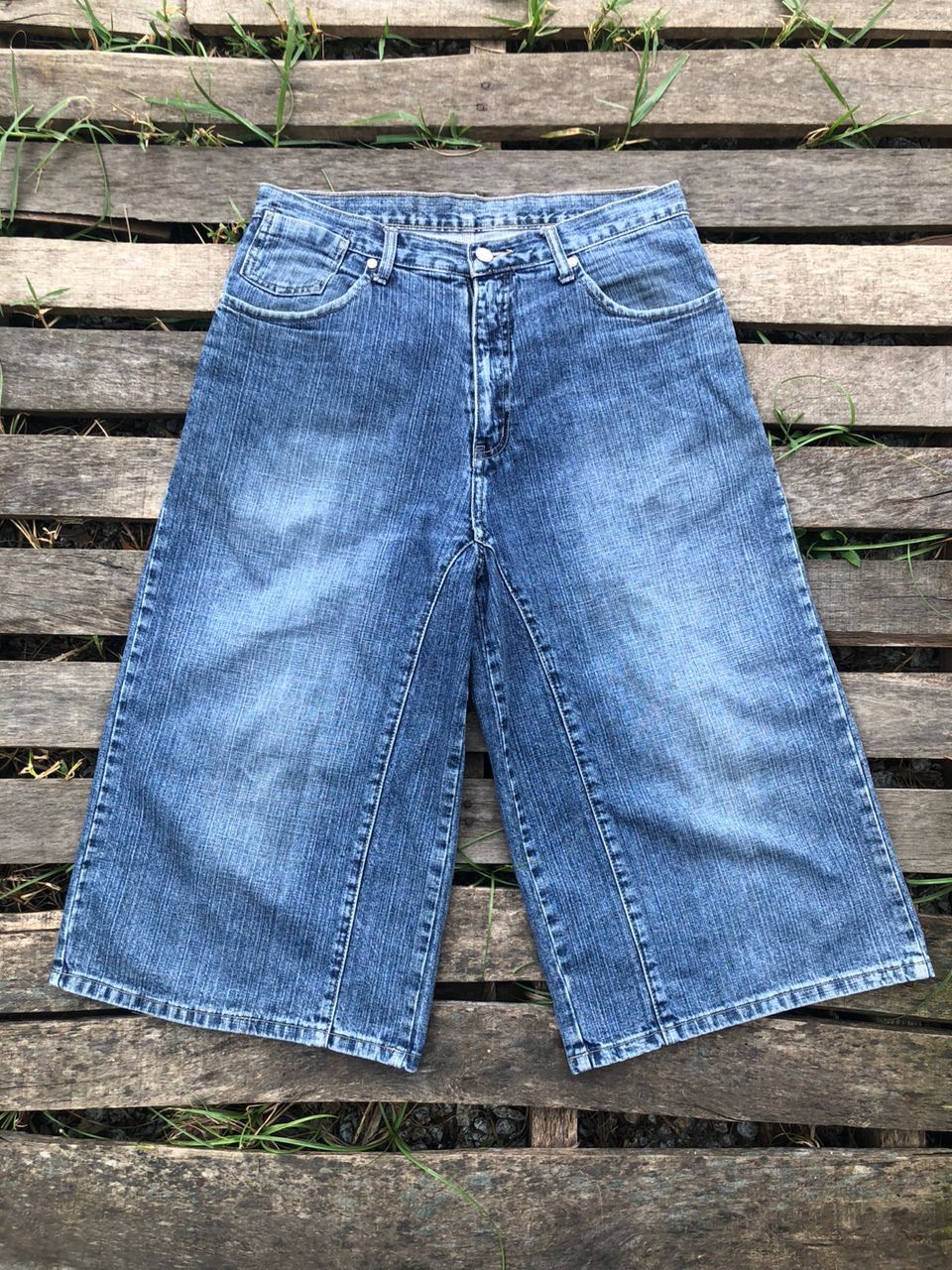 Think Skateboards Vintage Think Skateboards Wide-Leg Denim Jorts Size US 31 - 2 Thumbnail