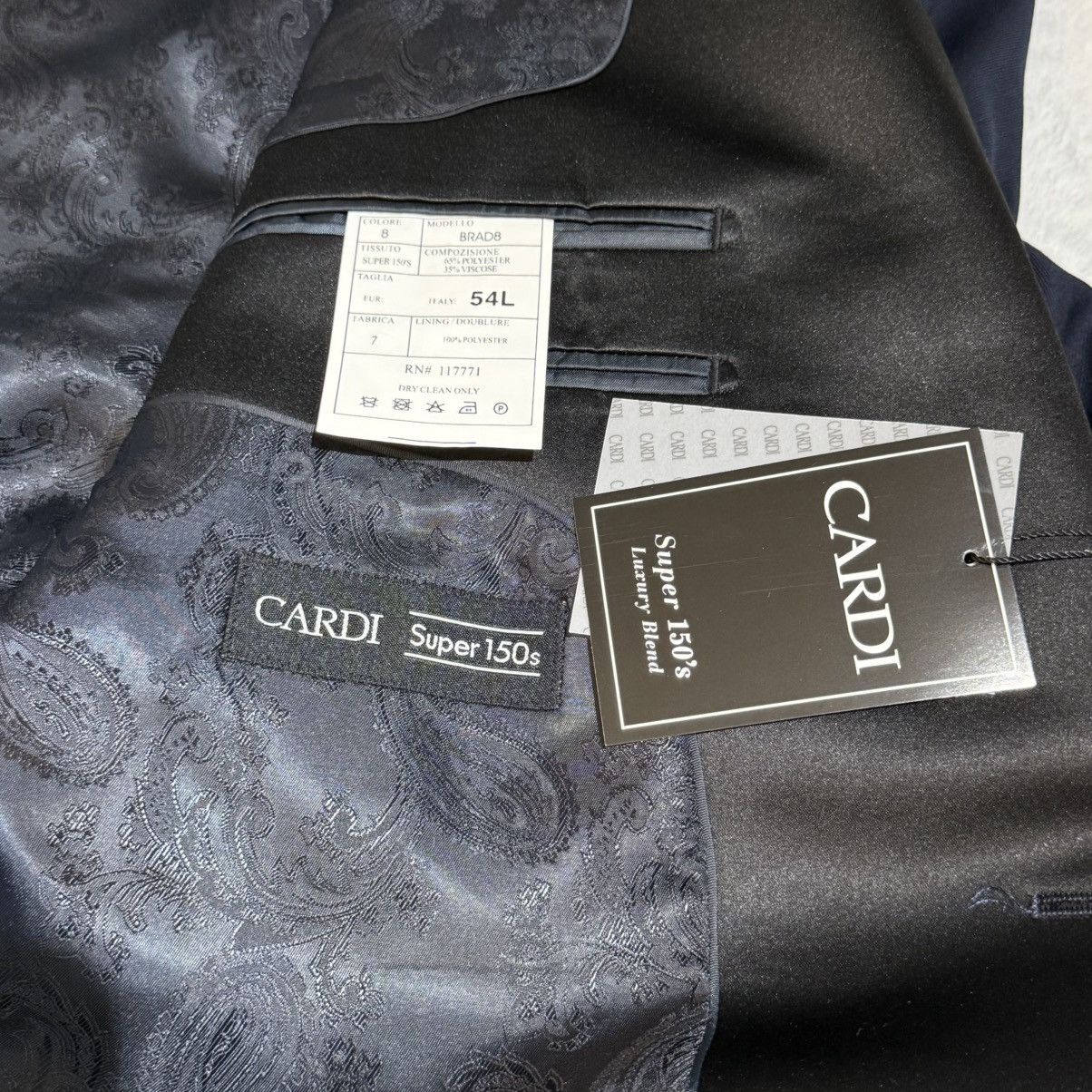 Other Cardi Super 150’s Navy Dinner Jacket Shawl Lapel | 54L | NWT Size 54L - 7 Thumbnail