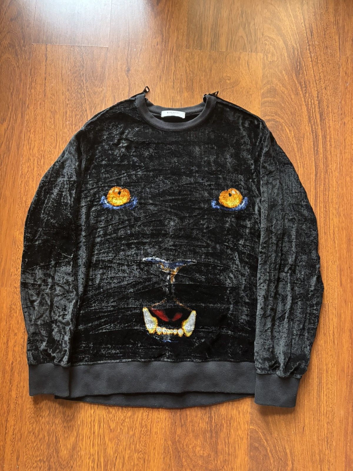 Givenchy Givenchy velour panther crewneck Size US M / EU 48-50 / 2 - 1 Thumbnail