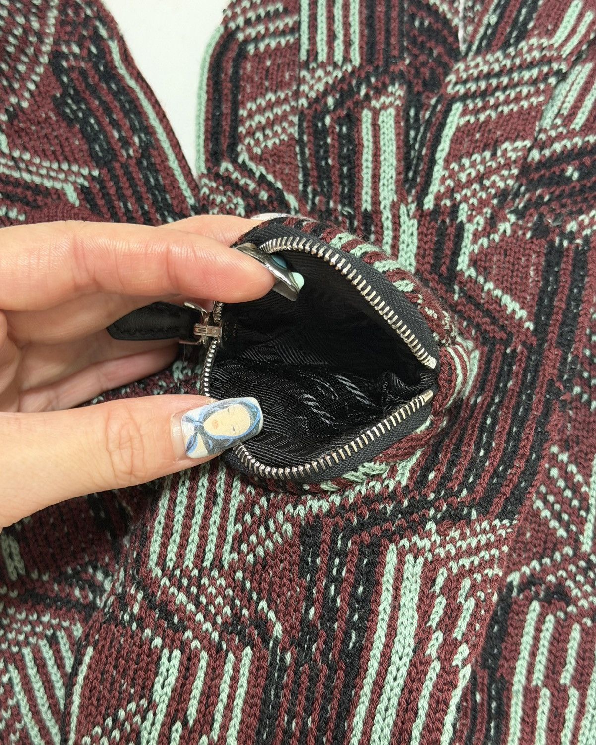 Prada PRADA F/W 2021 Long Jacquard Wool Gloves w/ Circle Zip Pouch Size ONE SIZE - 4 Thumbnail