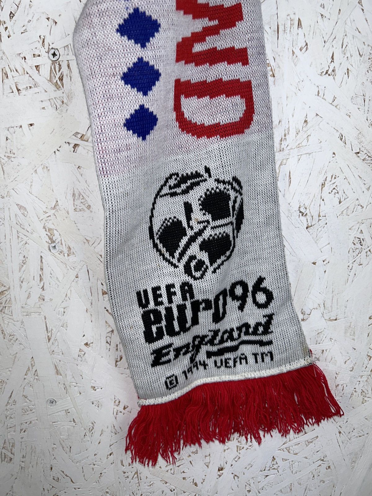 UEFA 90s Vintage UEFA 96 Euro 1996 England Fanwear Soccer Scarf Size ONE SIZE - 2 Thumbnail