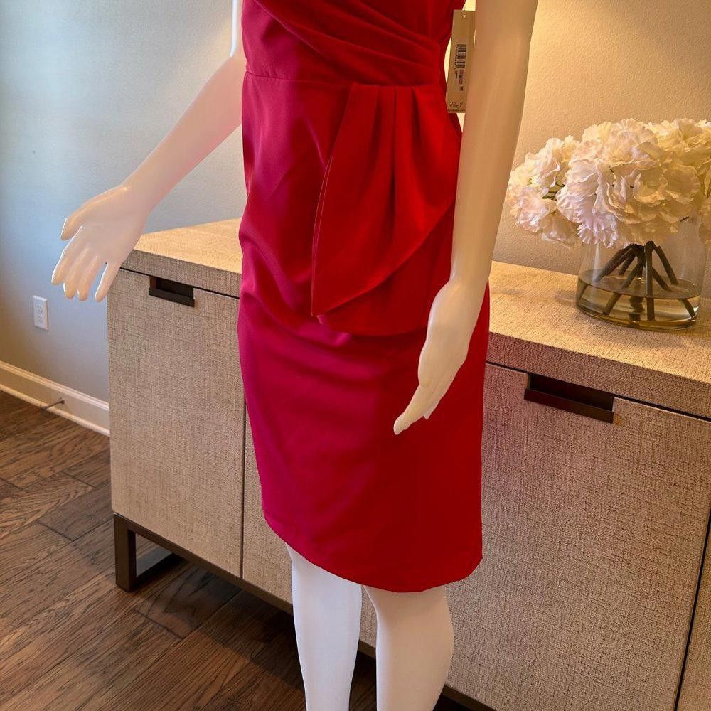 Designer Eliza J Cap Sleeve Drape Crepe Sheath Dress Size M / US 6-8 / IT 42-44 - 4 Thumbnail