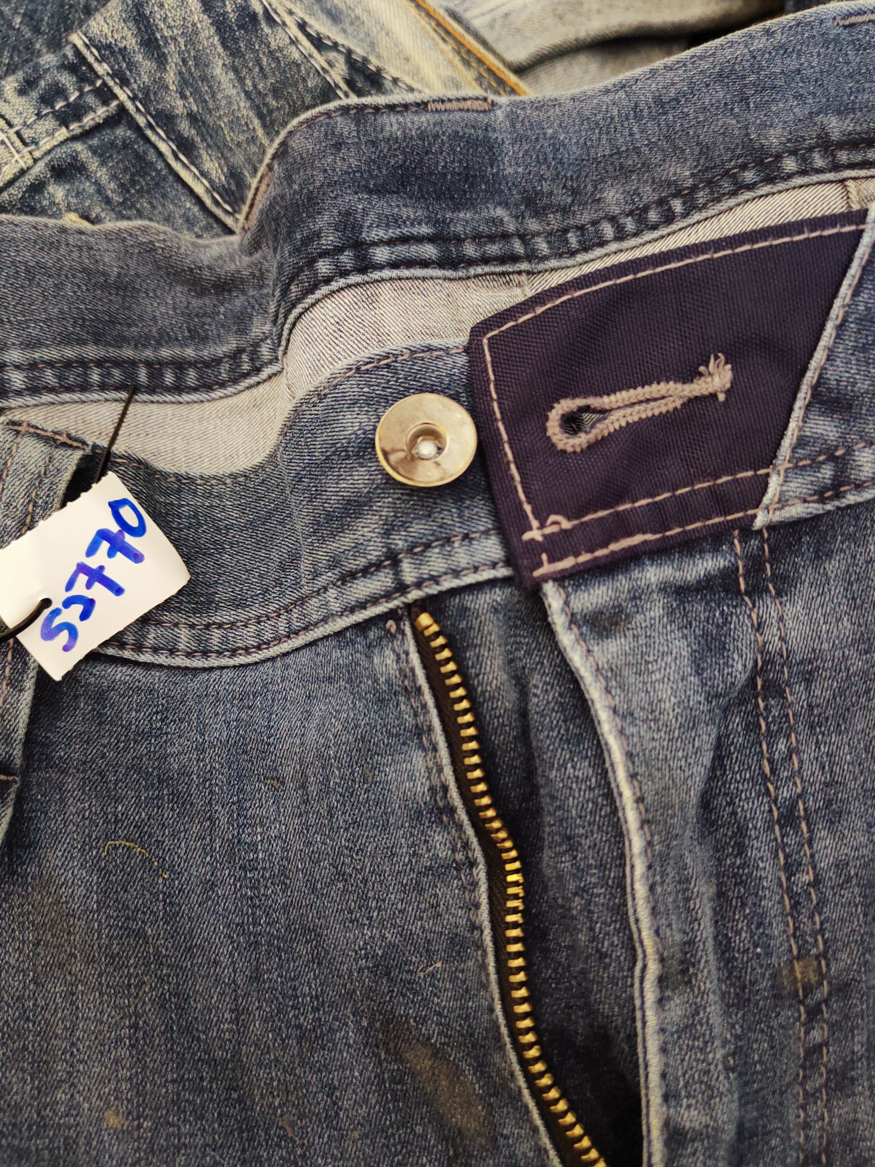 Japanese Brand TORA Blue Distressed vintage dirty Ripped Joggers #S2770 Size US 33 - 16 Thumbnail