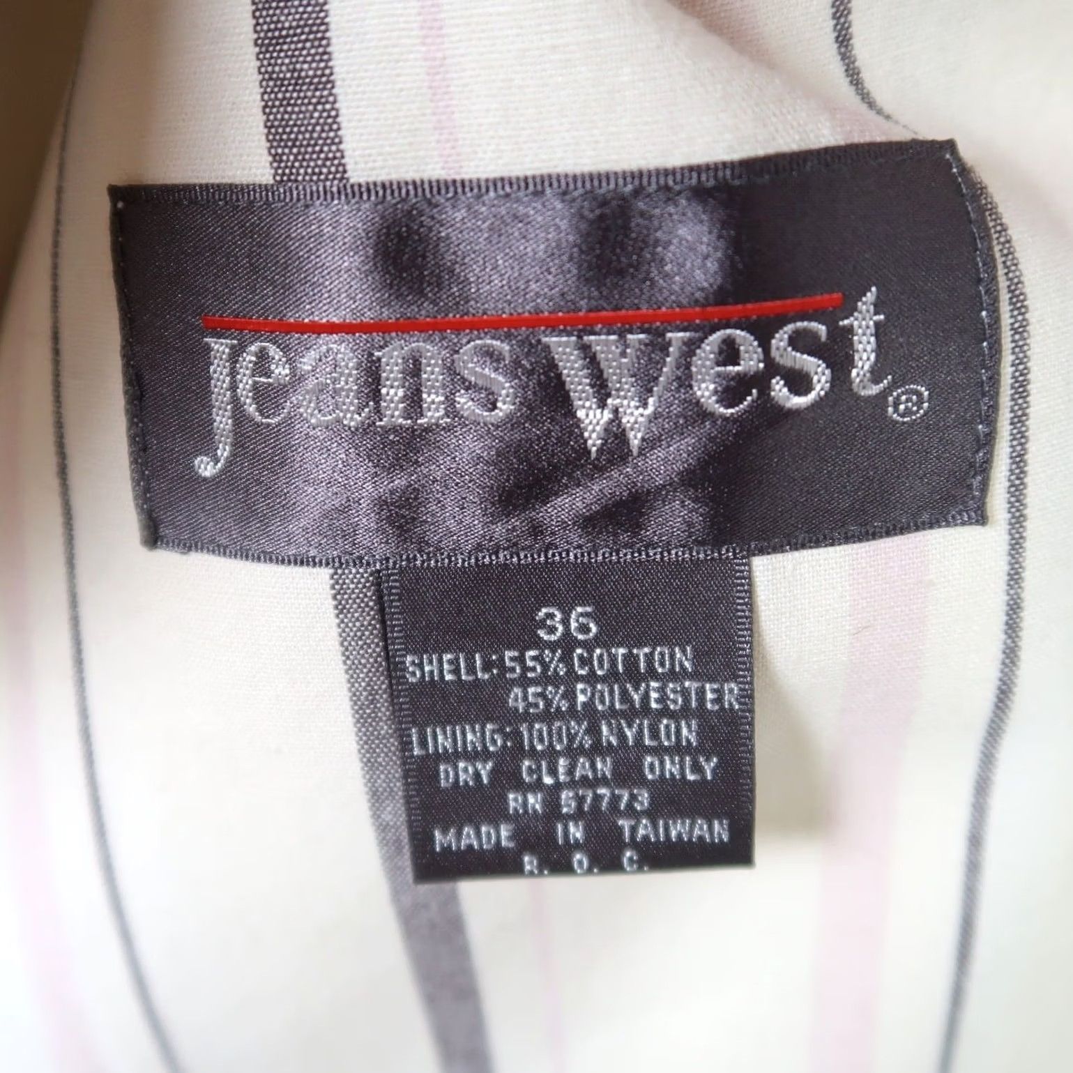 Vintage VINTAGE Jeans West Blazer Jacket M Cream Stripe Cotton 80s Womens Size 32" / US 10 / IT 46 - 5 Thumbnail