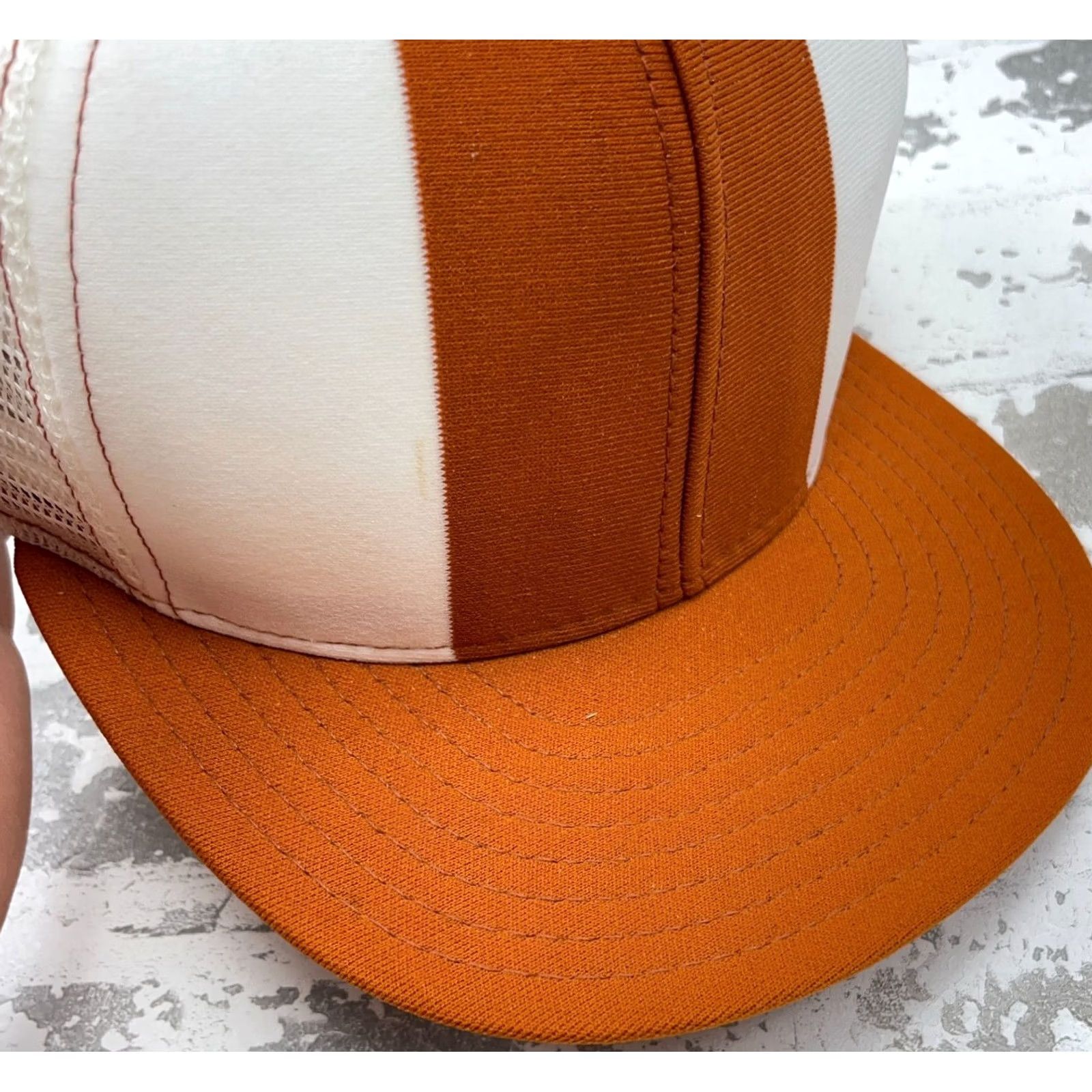 Vintage VINTAGE Lucky Stripes Orange White Texas Trucker Hat Cap Snap Back Blank Plain Size ONE SIZE - 5 Thumbnail