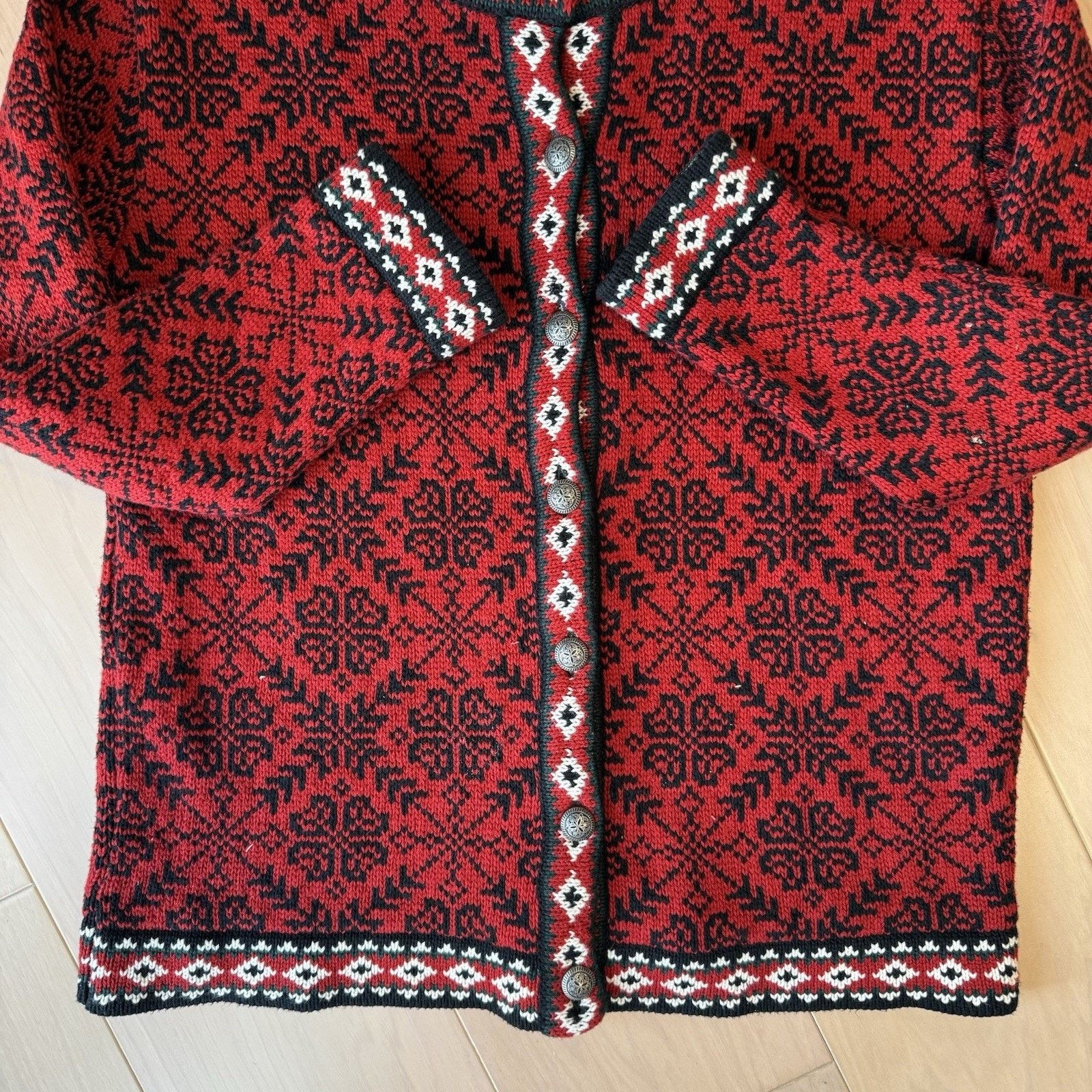 L.L. Bean Vintage LL Bean Nordic Cardigan Women's M Red Argyle Size M / US 6-8 / IT 42-44 - 7 Thumbnail
