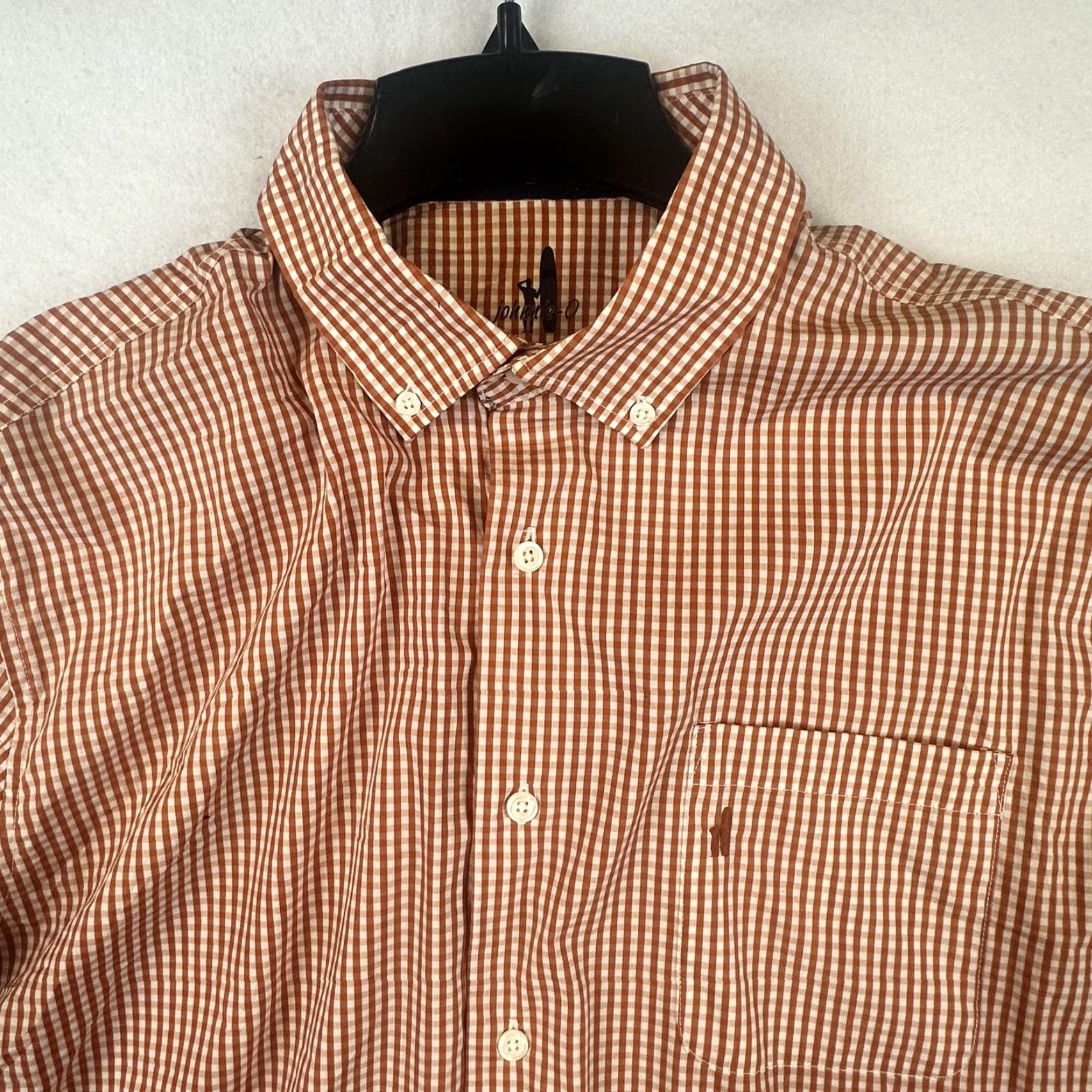 johnnie-O johnnie-O Shirt Mens XL Orange Check Button-Down Performance Size US XL / EU 56 / 4 - 4 Thumbnail