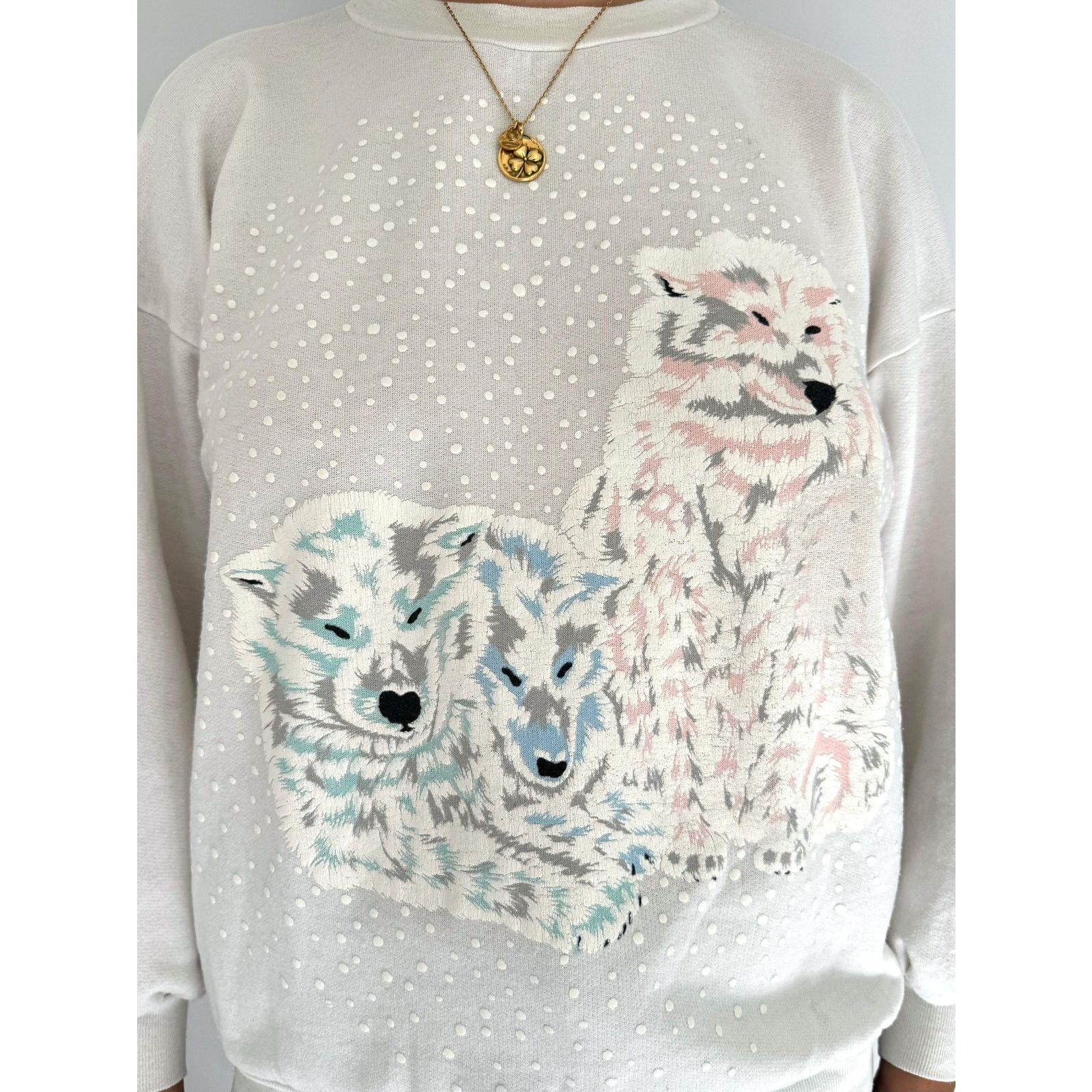 Other 90s vintage white snowy winter wolf graphic pullover sweater Size S / US 4 / IT 40 - 7 Thumbnail