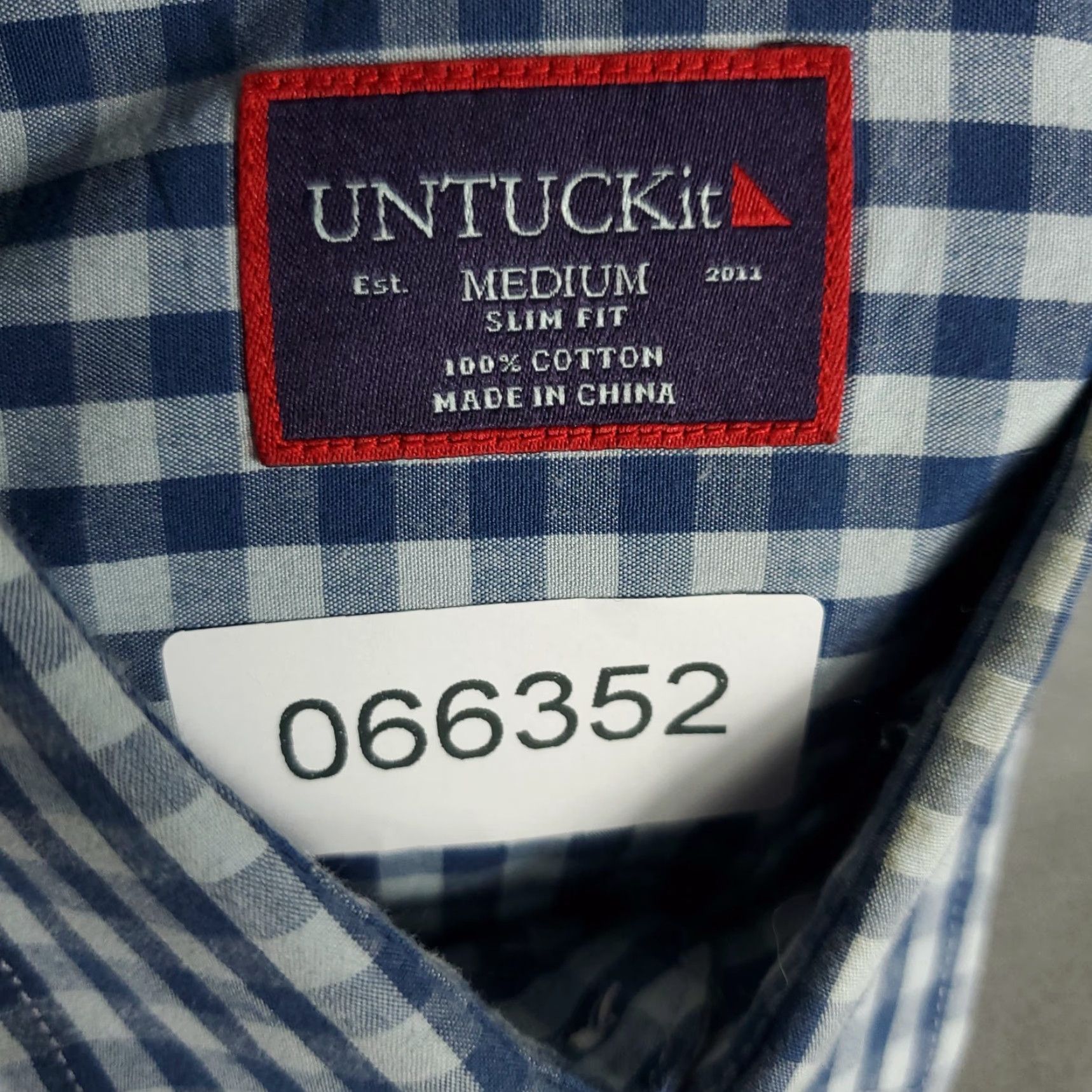 UNTUCKit UNTUCKit Shirt Mens Medium Blue Check Slim Fit Button Up Short Sleeve Size US M / EU 48-50 / 2 - 6 Thumbnail