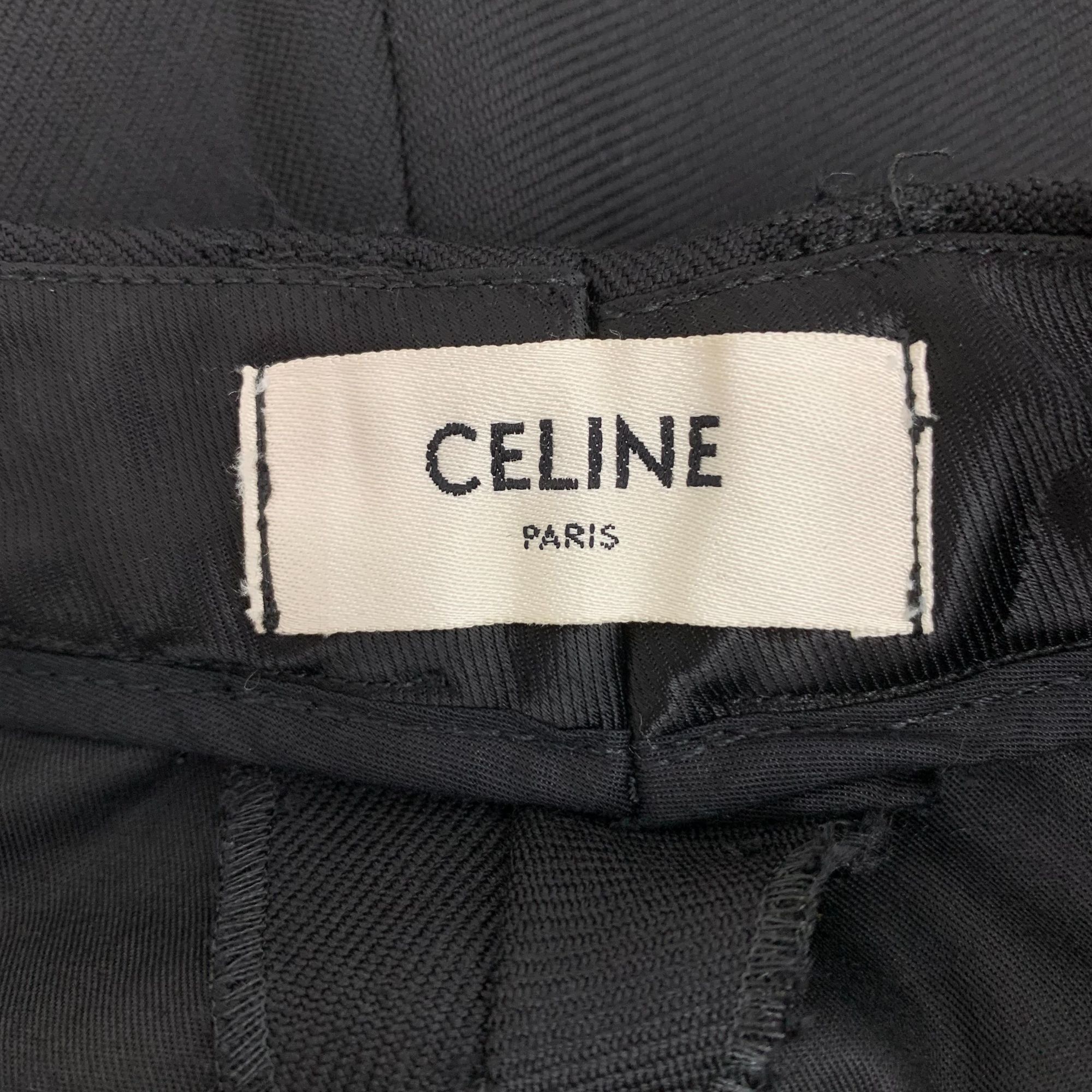 Celine Celine Black Wide-Leg Trousers Casual Style XXS 34 Grade A N Size 25" / US 0 / IT 36 - 2 Thumbnail