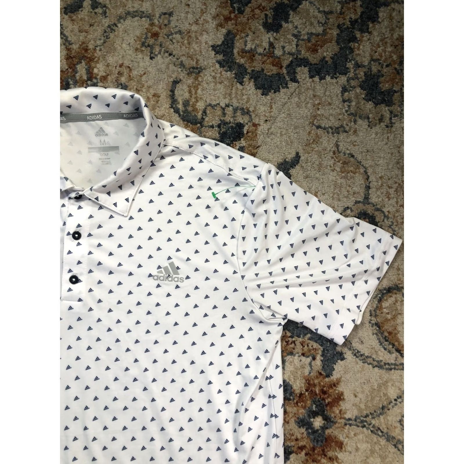 Adidas Adidas Golf Polo Shirt Mens M White Triangle Logo Print Short Sleeve Performance Size US M / EU 48-50 / 2 - 4 Thumbnail