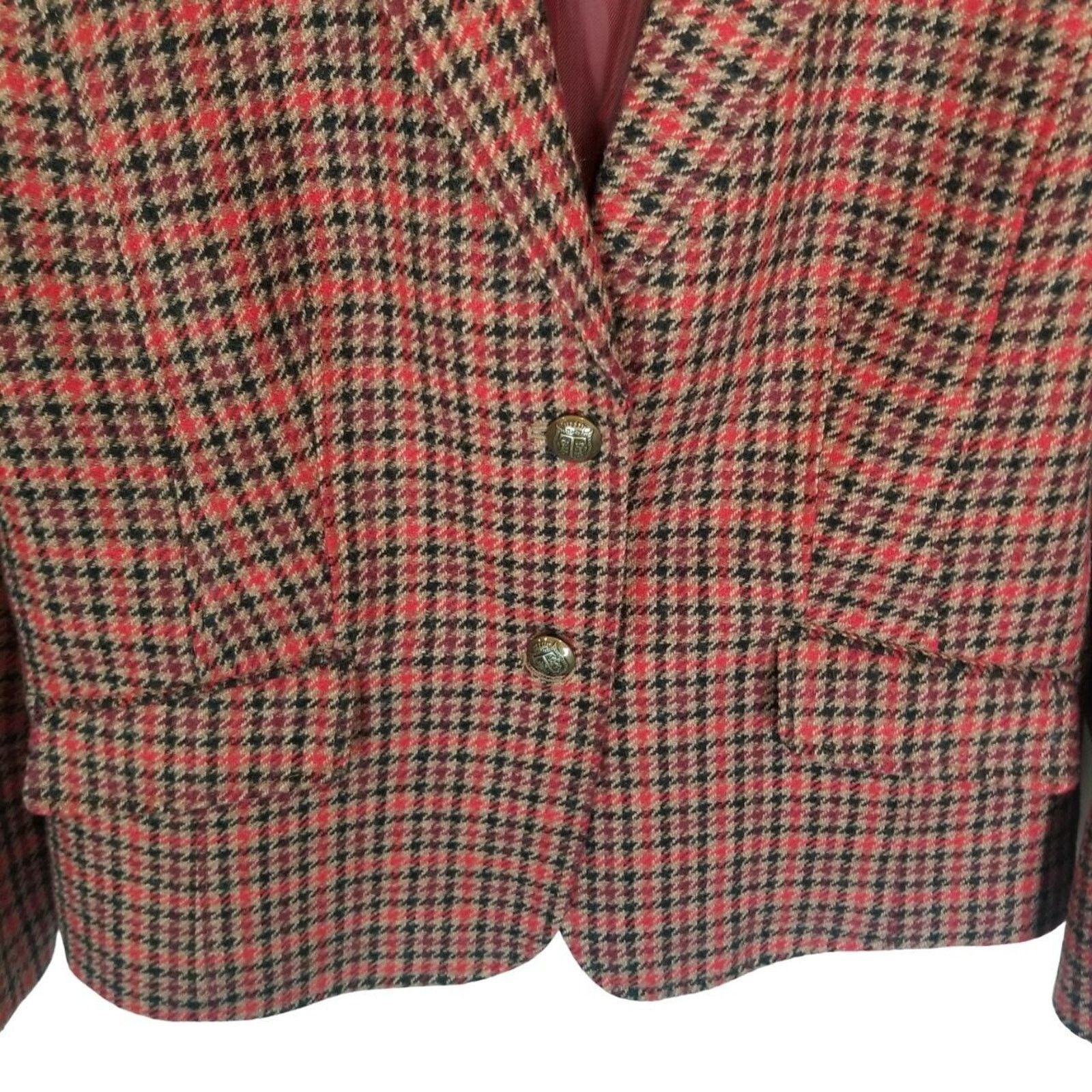 Robert Talbott Talbots Womens Wool Houndstooth Aberdeen Blazer Size 14 Size XL / US 12-14 / IT 48-50 - 3 Thumbnail