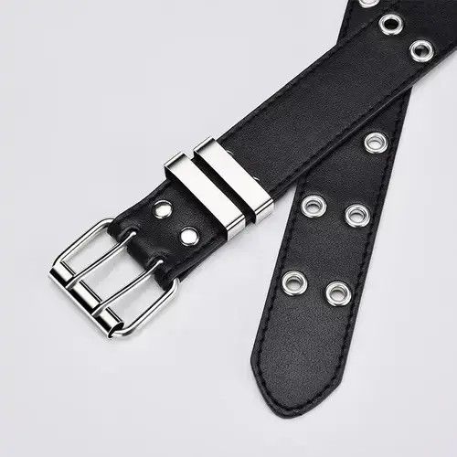 Jewelry Double Pin Buckle Style Belt With Chain Size ONE SIZE - 3 Thumbnail
