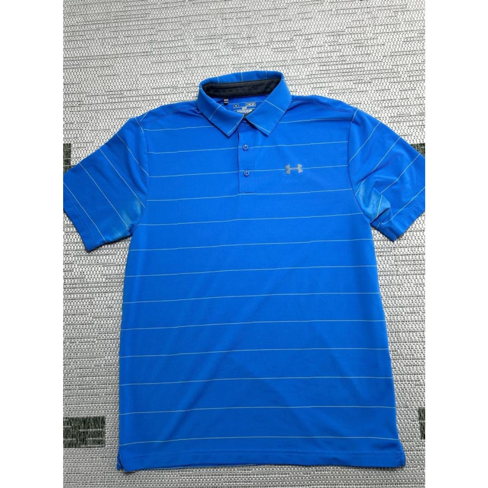 Under Armour Under Armour Playoff Polo Shirt Mens M Blue Striped Golf Short Sleeve Loose Fit Heatgear Polo Size US M / EU 48-50 / 2 - 2 Thumbnail