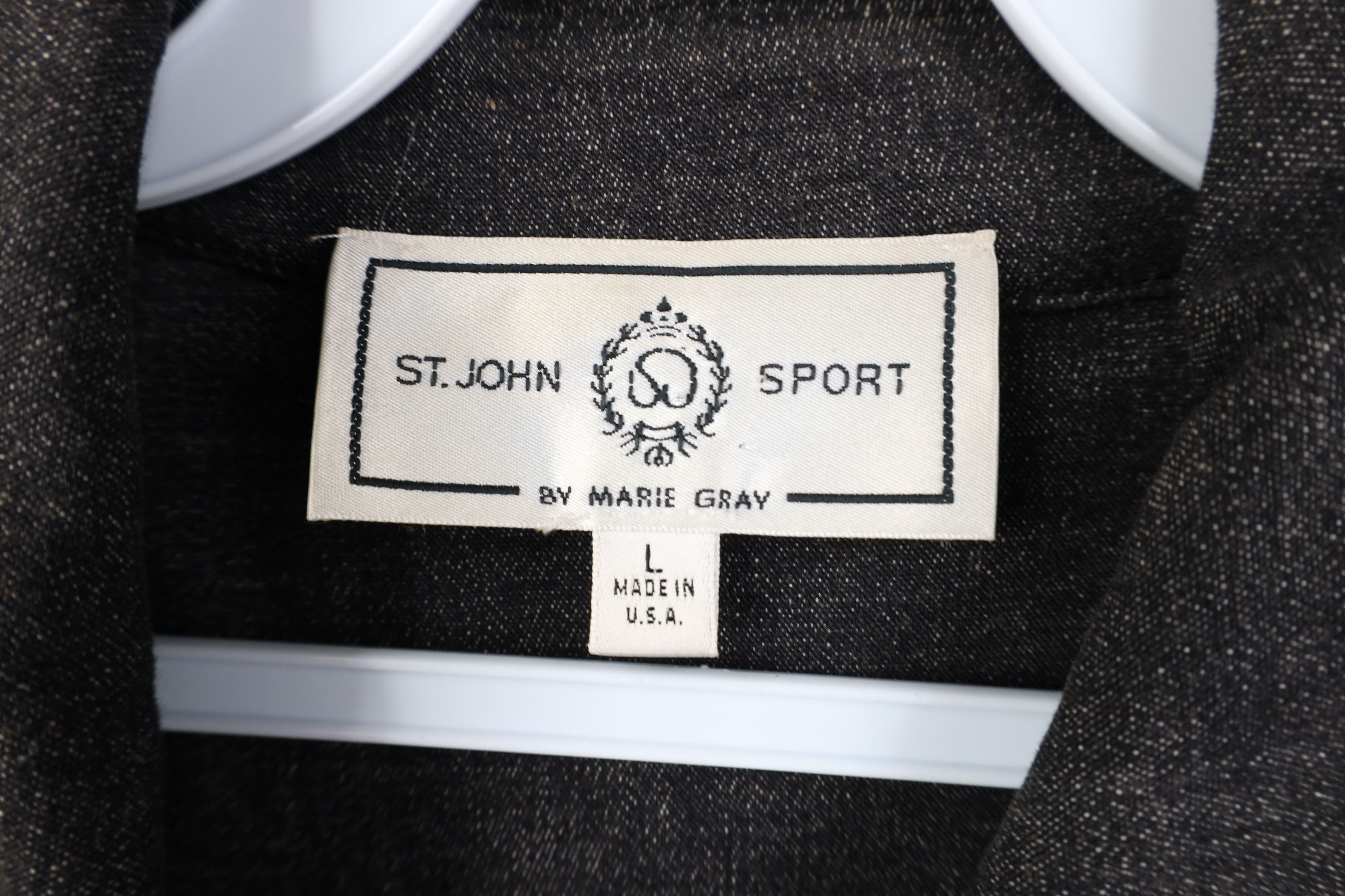 St. John Vintage 90s St John Sport Full Zip Denim Jacket Gray USA Size L / US 10 / IT 46 - 10 Thumbnail