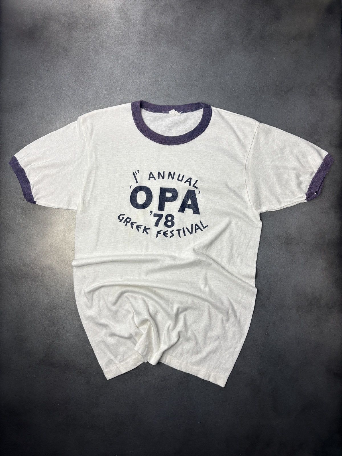Vintage Vintage Greek Festival OPA! Tee 1970s Ringer Tee Thin Thrash Size US S / EU 44-46 / 1 - 1 Thumbnail