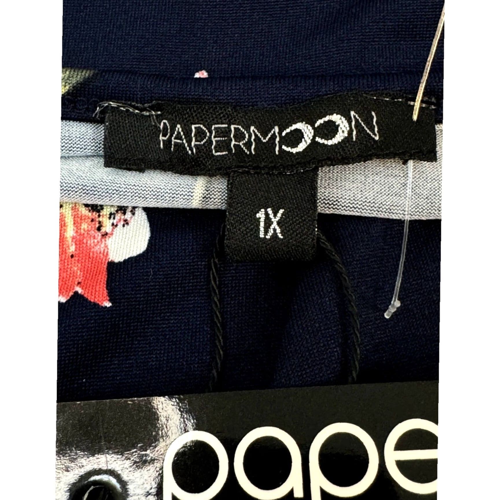 Vintage Papermoon Blouse Sleeveless Spaghetti Straps Navy Floral 1X Womens V-Neck Pullover Casual Party/Cocktail Travel Lightweight Polyester Spandex Rayon Size XL / US 12-14 / IT 48-50 - 5 Thumbnail