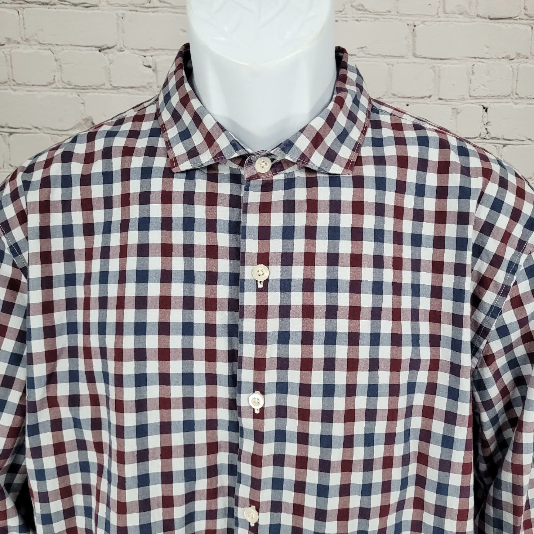 Bonobos BONOBOS Blue Check Slim Fit Button-Up Long Sleeve Shirt XL Casual Mens Size US XL / EU 56 / 4 - 5 Thumbnail