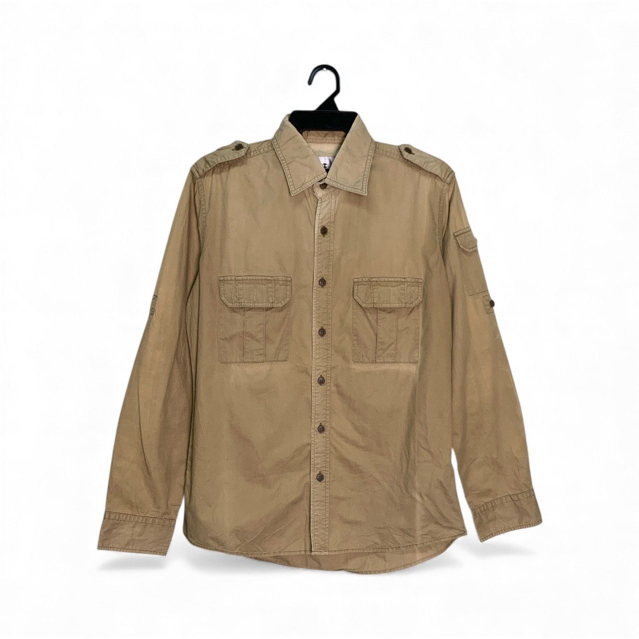 Takeo Kikuchi Rare Takeo Kikuchi Khaki Button Down Roll Up Sleeve Shirts Size US L / EU 52-54 / 3 - 1 Thumbnail