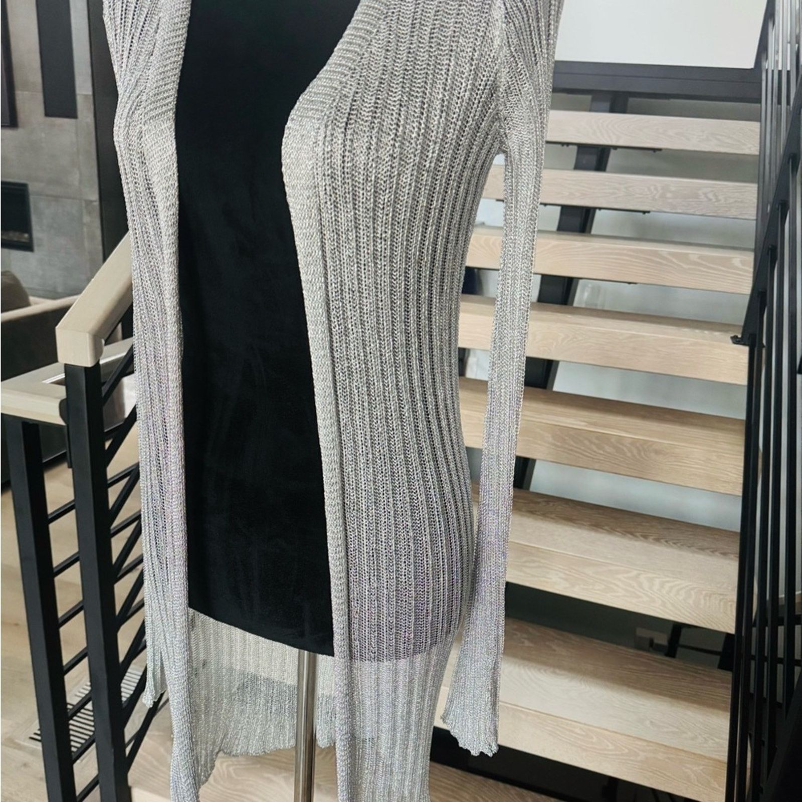 Other New silver Metallic Cardigan .Metallic threads.Size XS Size S / US 4 / IT 40 - 3 Thumbnail