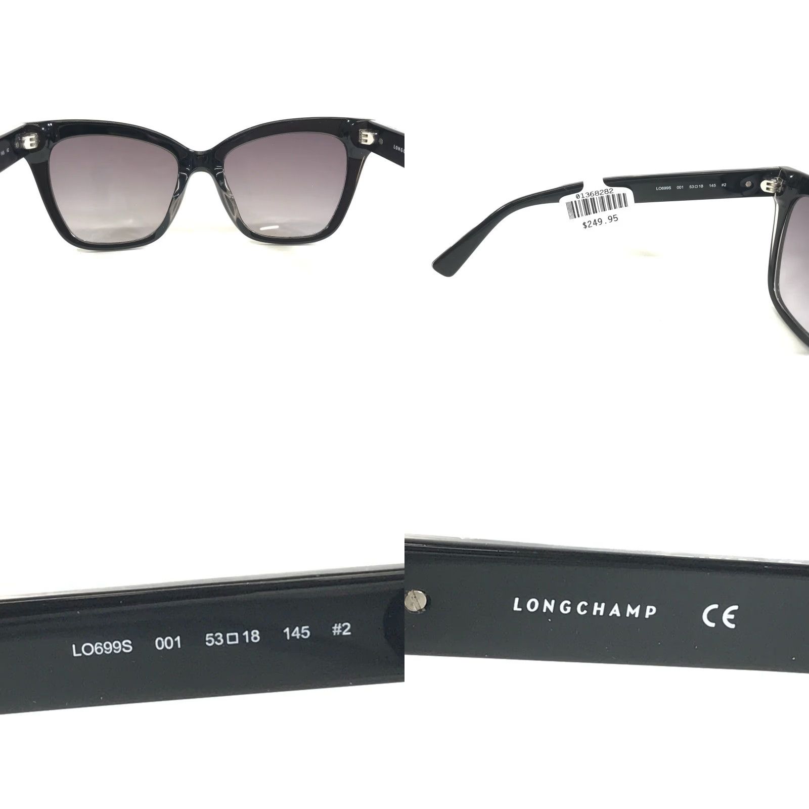 VINTAGE Longchamp Designer Sunglasses Women Oversized Cat Eye UV400 Purple Lenses 90s