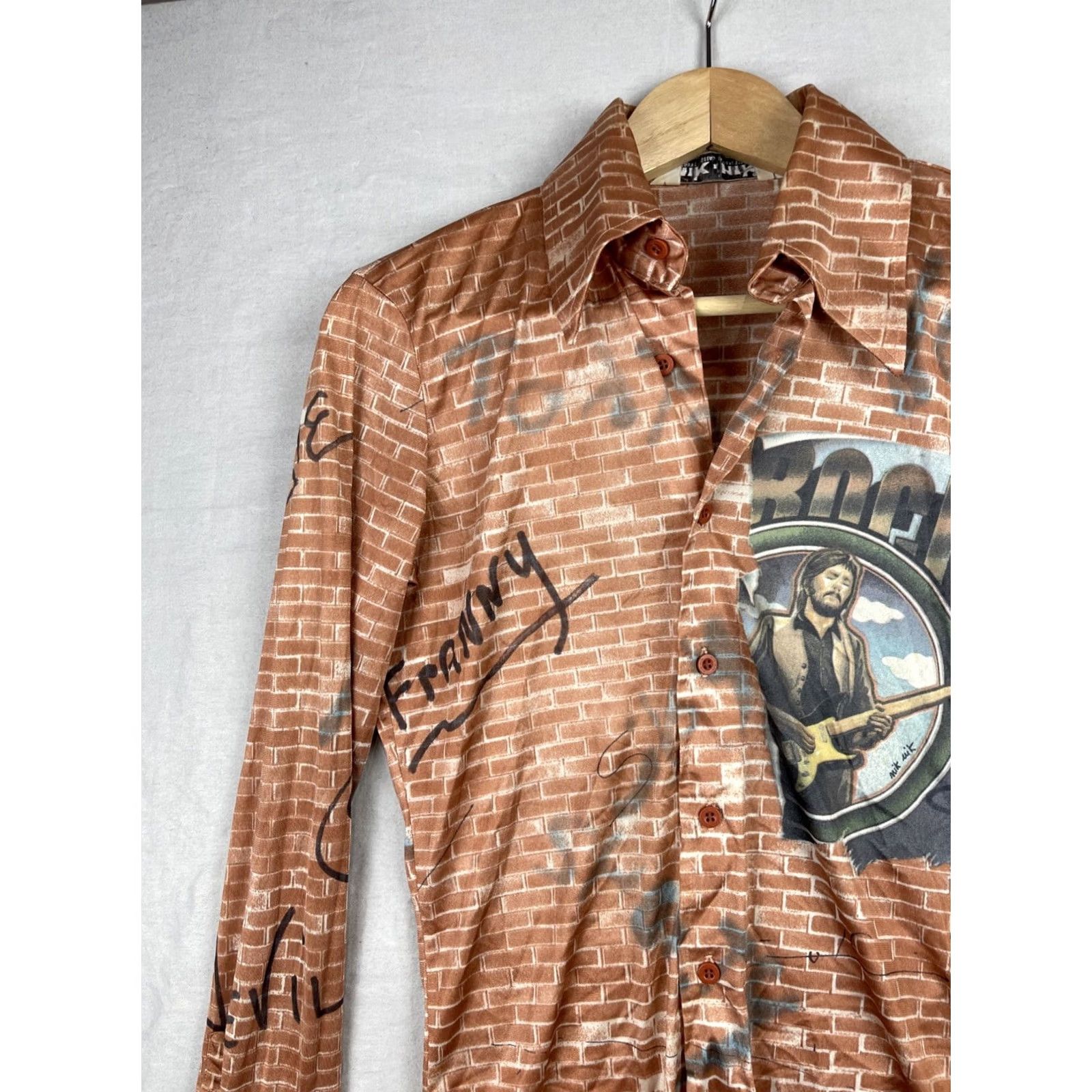 Vintage VINTAGE Nik Nik Shirt Mens S Brown Long Sleeve Nylon Button Up Disco Italy Clothing Size US S / EU 44-46 / 1 - 5 Thumbnail