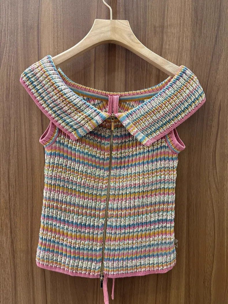 Chanel Chanel Colourful striped knitted one-shoulder top Size XS / US 0-2 / IT 36-38 - 2 Thumbnail