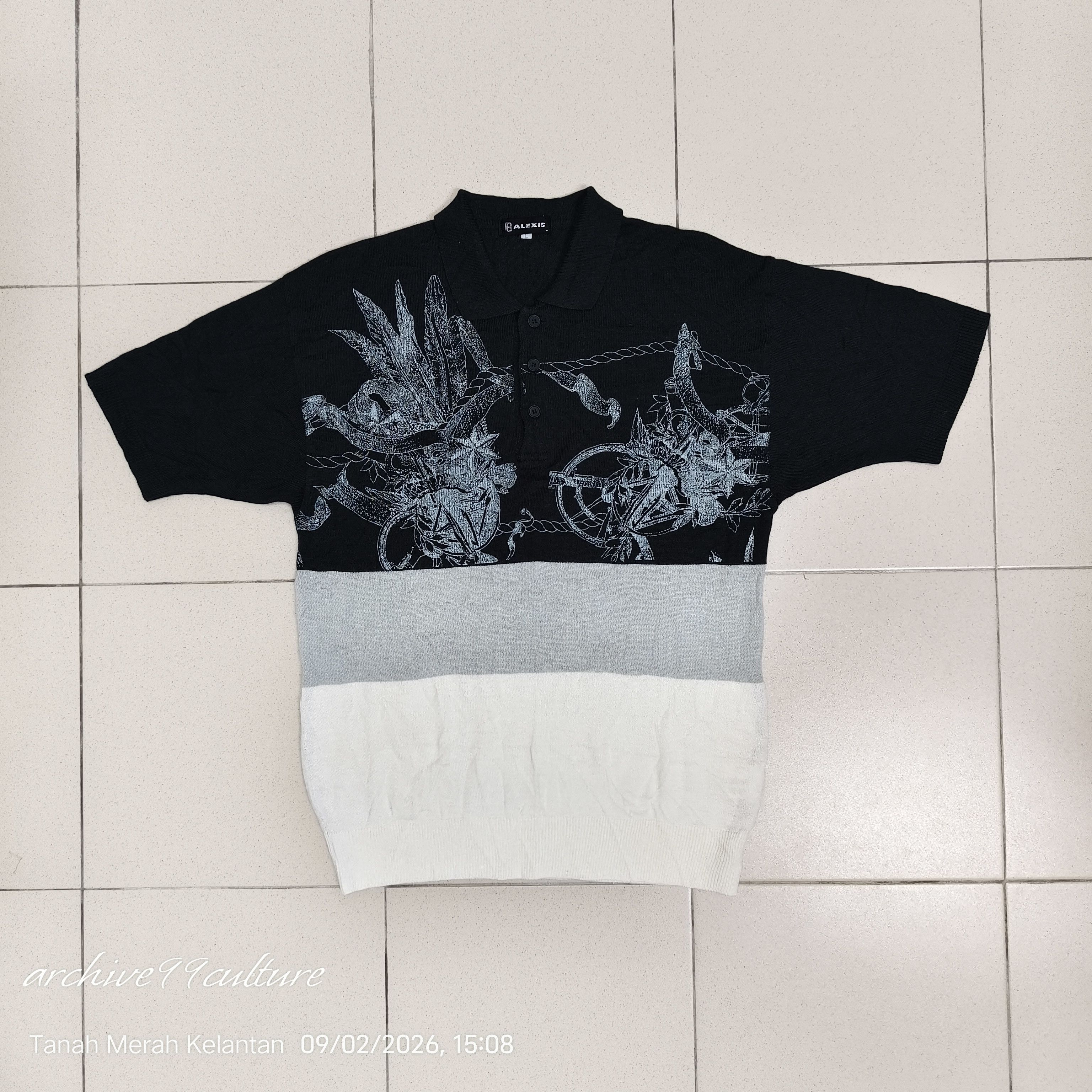 Japanese Brand Vintage Alexis Japan Abstract Graphic Knit Polo Shirt Size US M / EU 48-50 / 2 - 1 Thumbnail