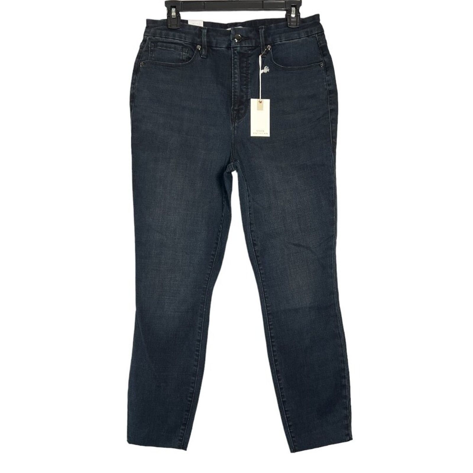 image of NWT Good American Good Waist Crop Jeans Size 32 X 26 Skinny in Blue, Women's