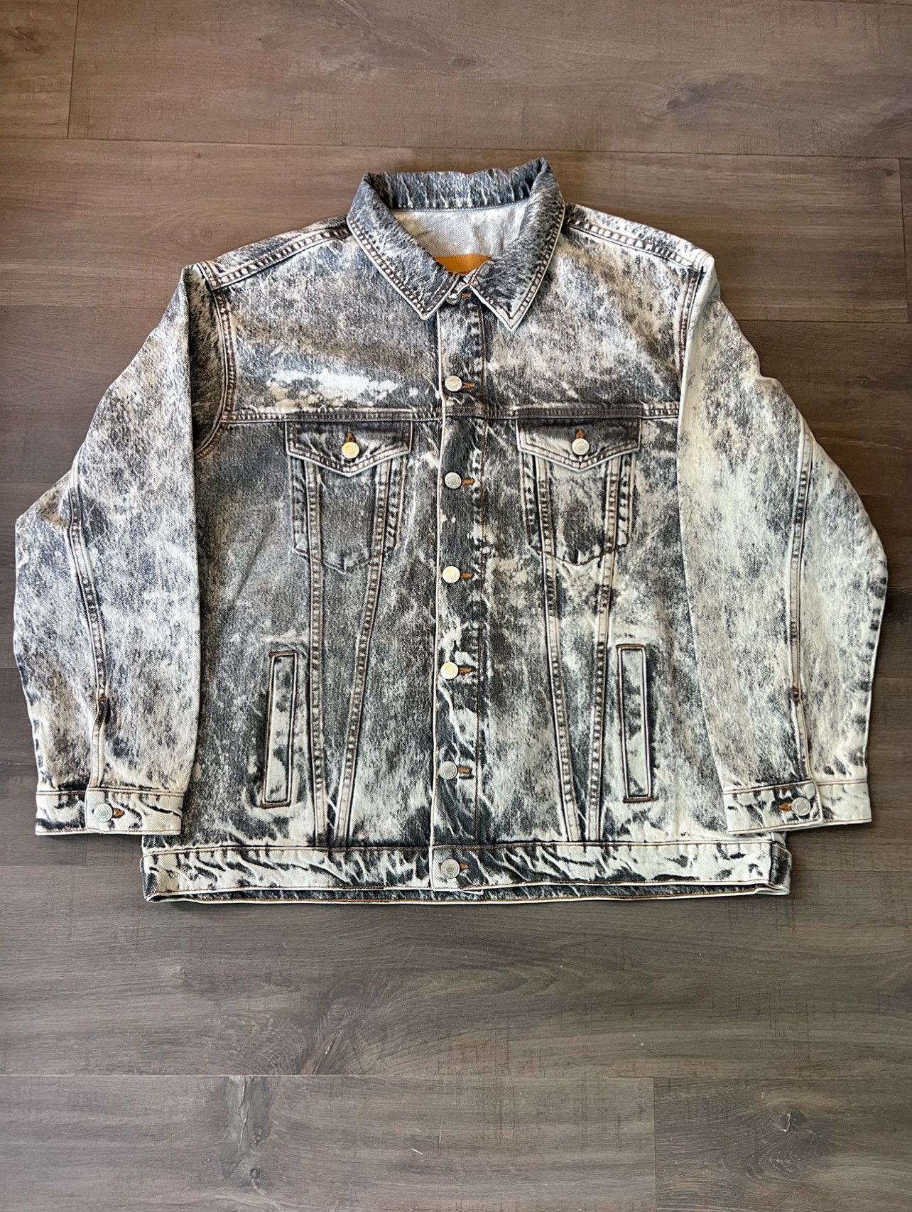 image of Unreleased Sample Martine Rose Acid Washed Denim Jacket, Men's (Size Medium)